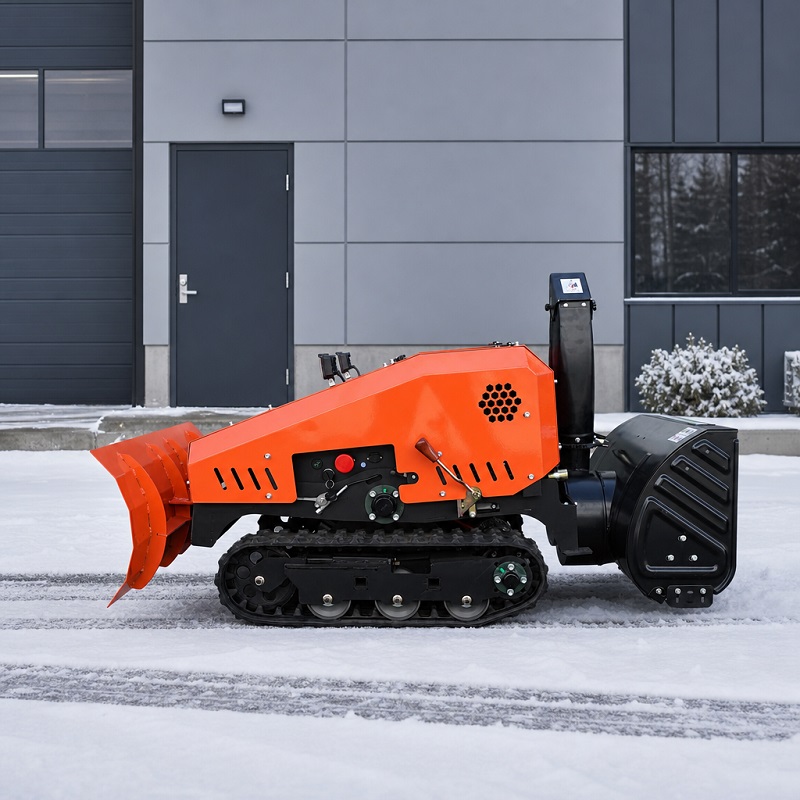 Soffiatore di neve cingolato e spazzaneve telecomandato