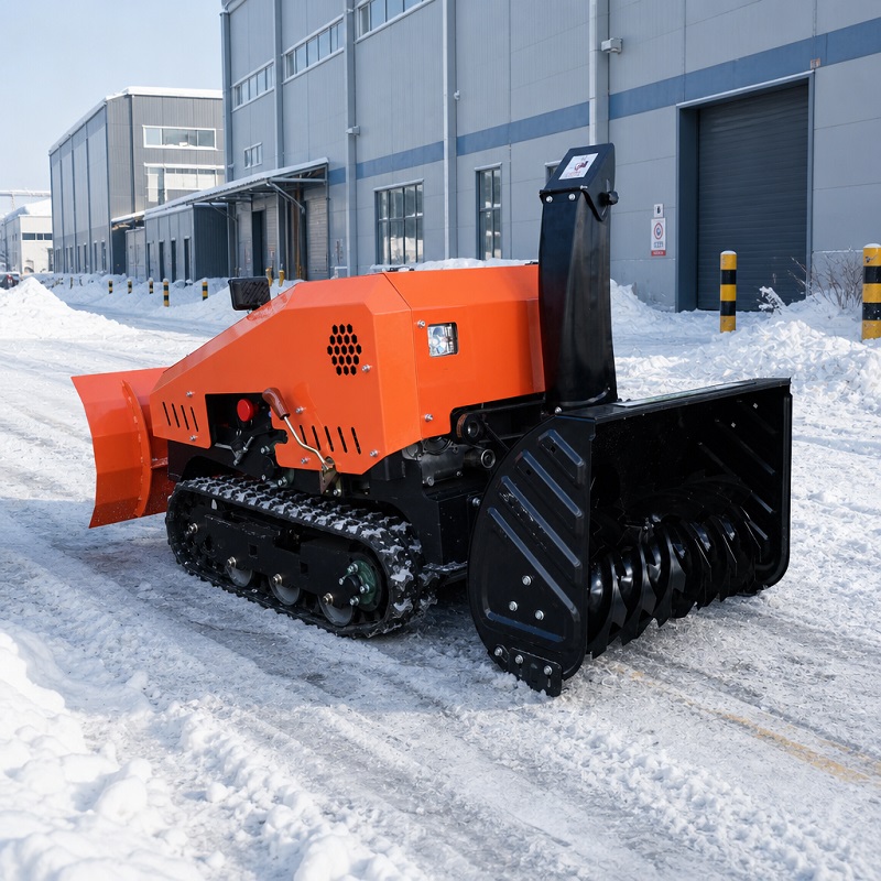 Soffiatore di neve cingolato e spazzaneve telecomandato