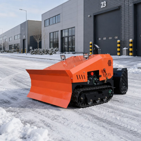 Soffiatore di neve cingolato e spazzaneve telecomandato